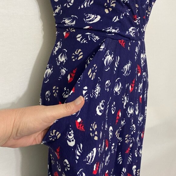 E-178 Laura Ashley Red White &‎ Blue Short Sleeve MIDI Dress Size 6 - Picture 13 of 14